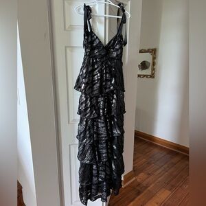 Azulu Tiered Dress with Ribbon Sleeves